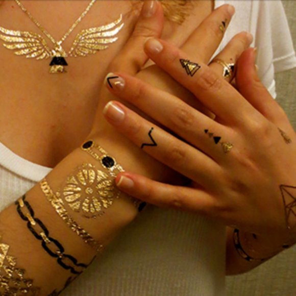 3 sheets Golden Silver Temporary Tattoo - Picture 12 of 15